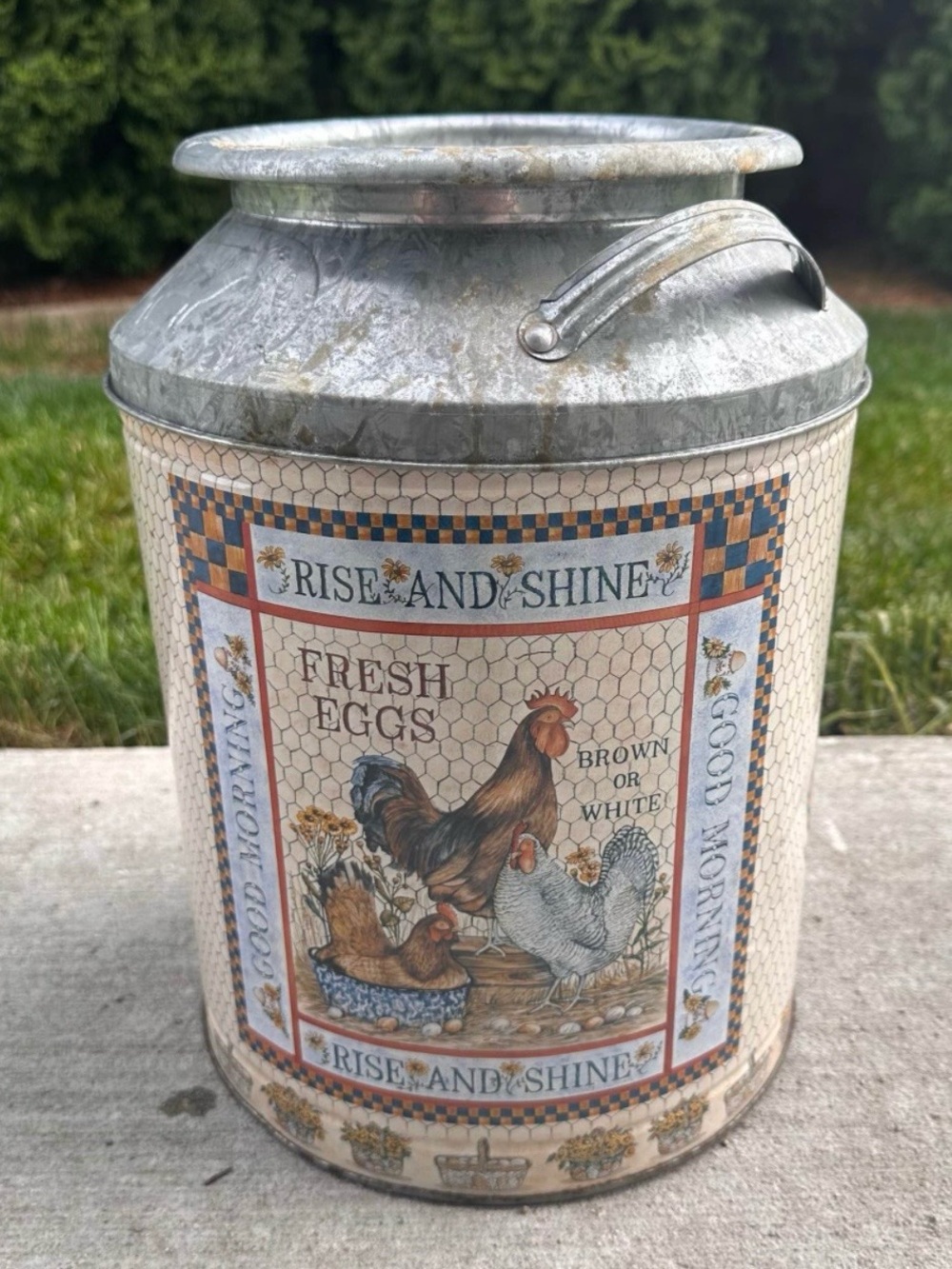 VTG 1996 Houston Harvest Dairy Milk Can Popcorn Tin Dairy Cow 13.5” RARE